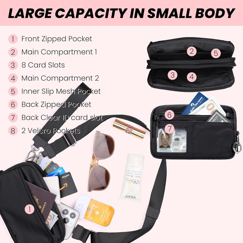 VONAL Store Wristlet Wallets for Women, RFID Wristlet Purse Built in Wallet, Small Nylon Crossbody Bags, Credit Card Holder - Image 4